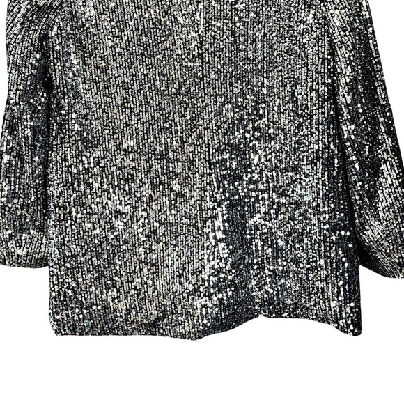 Piombo Women’s Single-Breasted Open-Front Silver Sequin Blazer XL Glam Party NWT - Picture 16 of 16